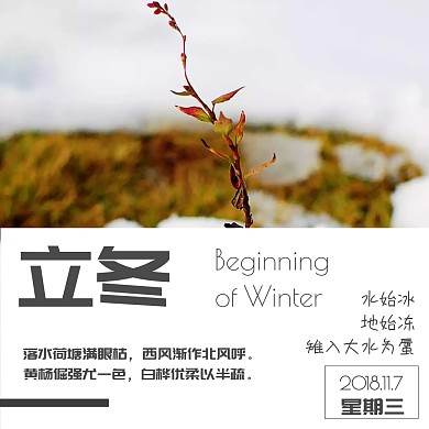 立冬简约水始冰节气时间公众号配图