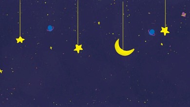 星空 紫色 晚安 月亮