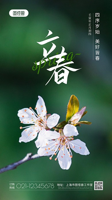 立春节气简约风摄影图海报