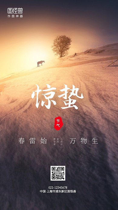 创意大气惊蛰传统节气手机海报