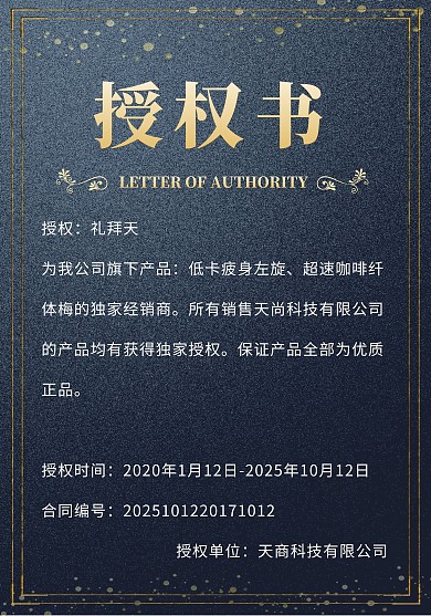 创意质感高端大气商务授权书