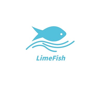 蓝色字母波浪鱼形LOGO