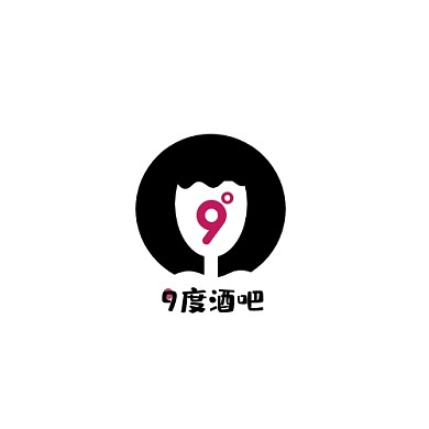 9度酒吧圆形平面设计logo