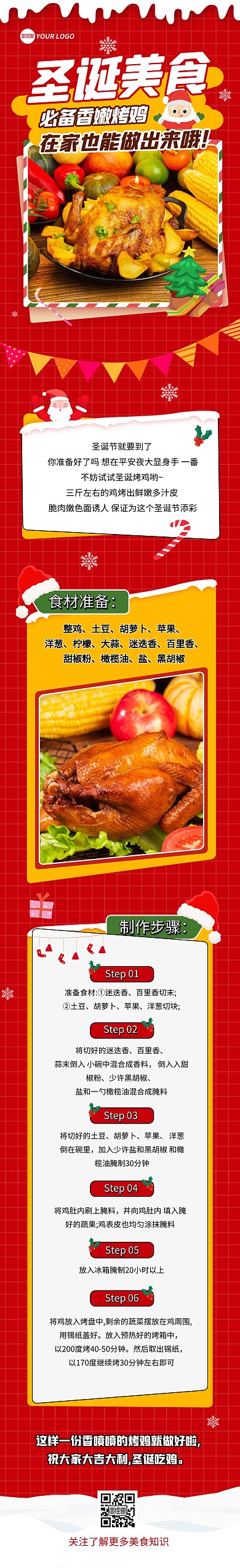 圣诞节餐饮美食教程文章长图