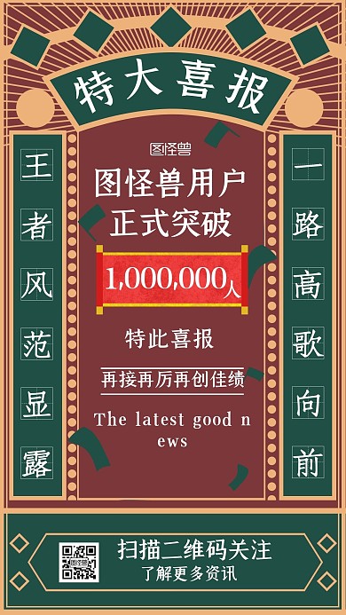 特大喜报复古中国风手机海报