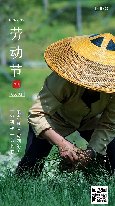 早安劳动节问候致敬劳动者手机海报