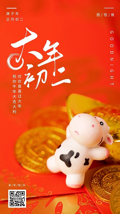 简约摄影晚安美好生活大年初二励志日签