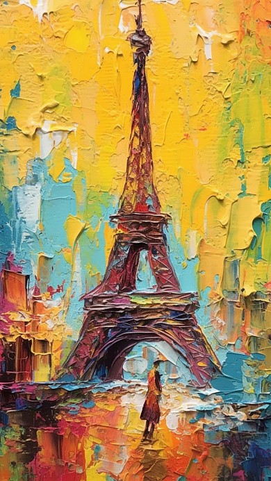 油画风埃菲尔铁塔景色背景
