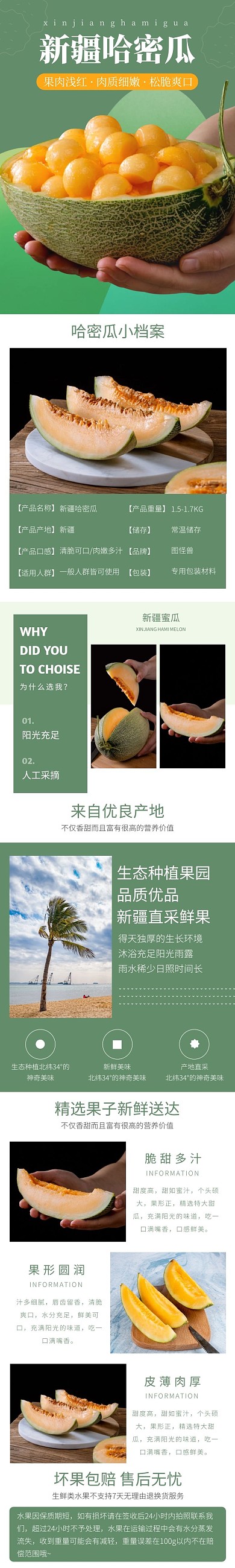 绿色新疆哈密瓜促销详情页