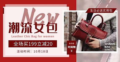 女包生日必送红色简约海报