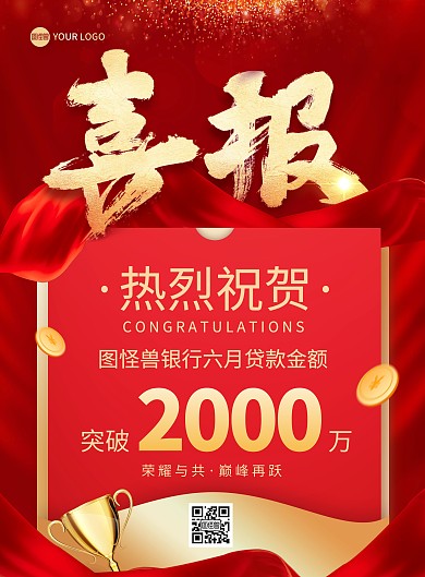 银行贷款喜报宣传印刷海报