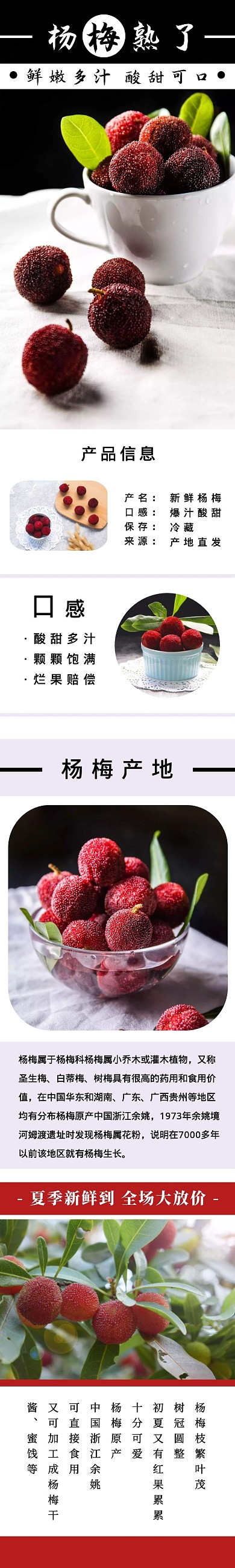 黑色梅子简约餐饮水果详情页模板