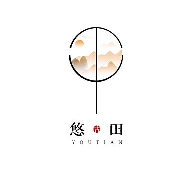 古风字母logo设计简约黑色扇子ut