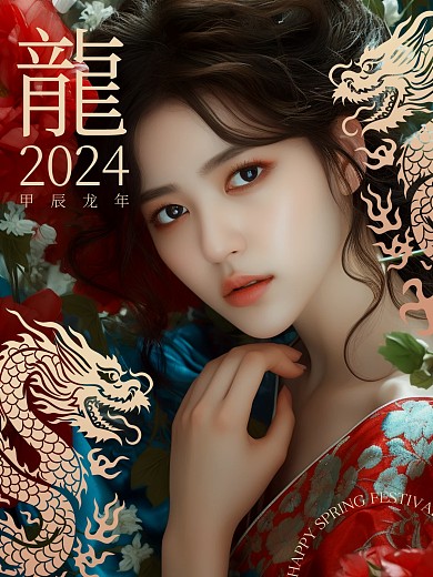 龙年春节朋友圈晒图效果模板