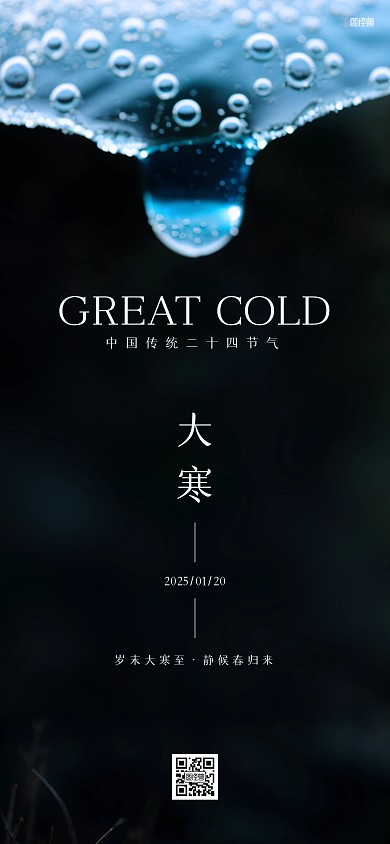 大寒传统节气祝福摄影图全屏海报