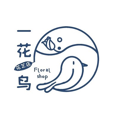花艺logo一花一鸟花艺店铺品牌宣传