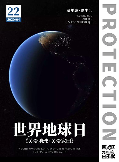 简约大气黑白世界地球日公益宣传海报