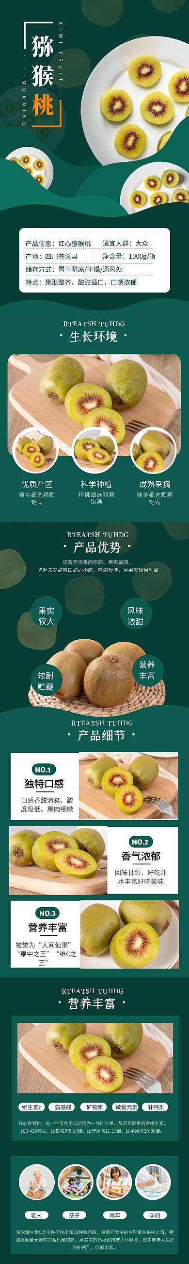 电商食品水果生鲜猕猴桃介绍简约详情页