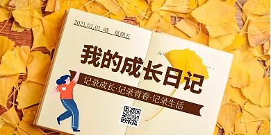 简约创意我的成长日记宣传展示横版海报