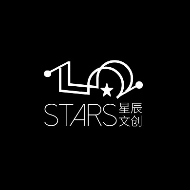 星辰文创简约线条白色logo设计