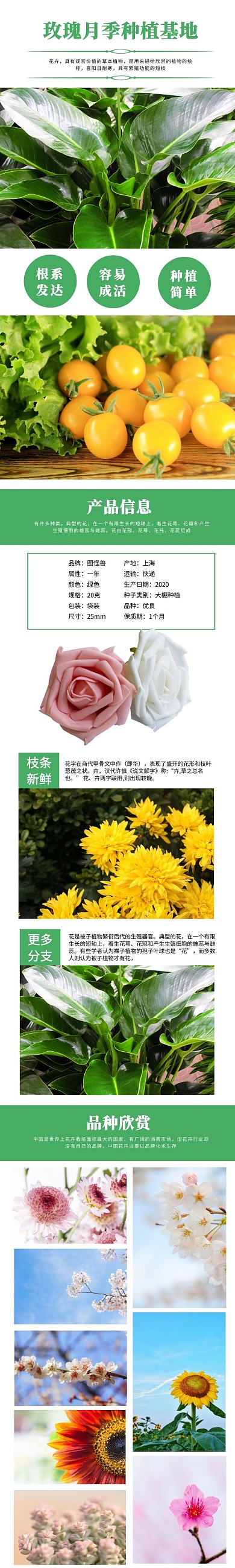 2020绿色简约花卉淘宝详情页设计