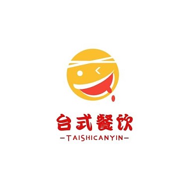 台式餐饮笑脸圆形橙红简约LOGO