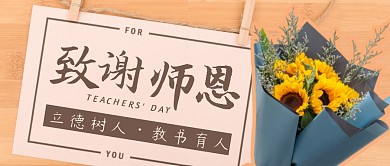 教师节简约彩色营销微信公众号封面首图