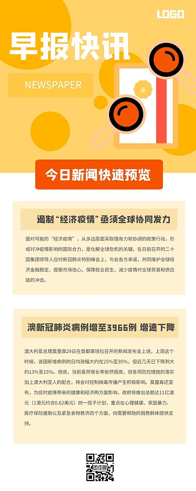 黄色简约早报快讯营销长图