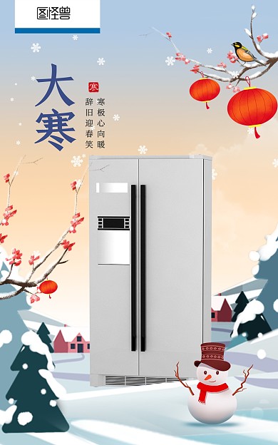 大寒二十四节气电器促销电商竖版海报