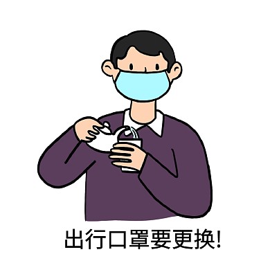 表情包出行口罩要更换