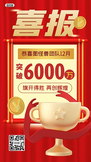 喜报战报捷报祝福祝贺外包3D海报