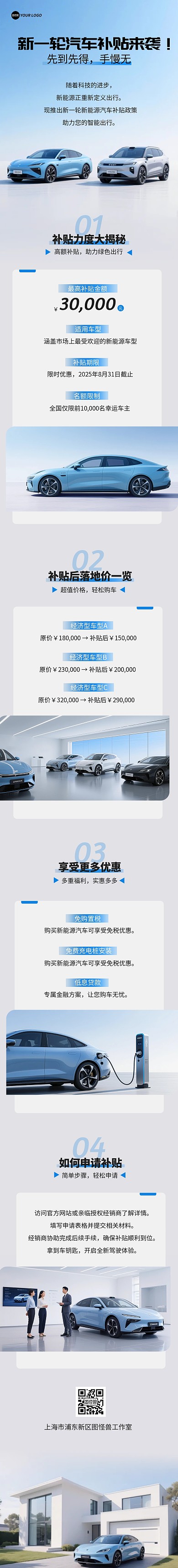 简约风新能源汽车补贴公众号文章长图