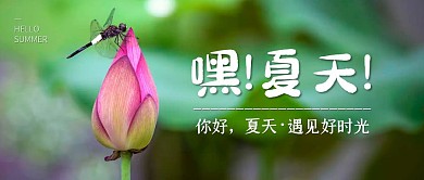 创意荷花你好夏天公众号封面