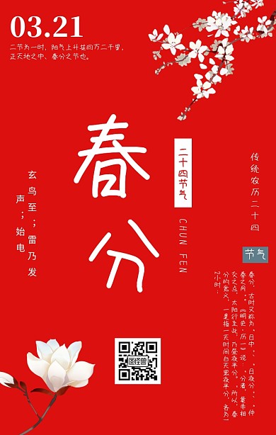 简约春分二十四节气海报