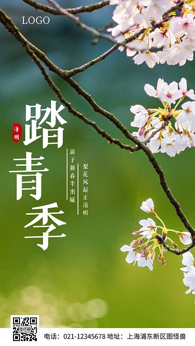 清明踏青季唯美摄影图海报手机海报