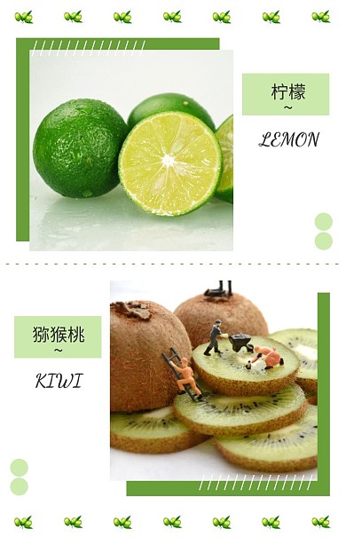 秋季水果简约绿色竖版拼图
