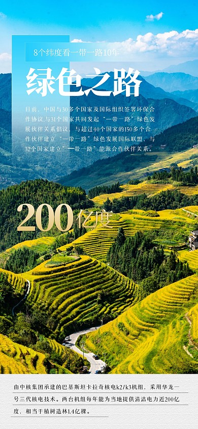 简约一带一路绿色之路全屏海报
