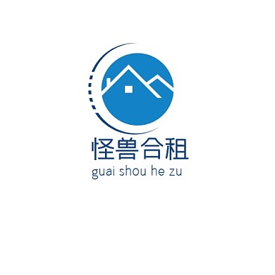 蓝白简约怪兽合租logo