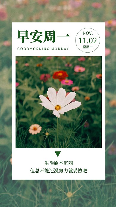 简约风早安周一努力正能量语录日签