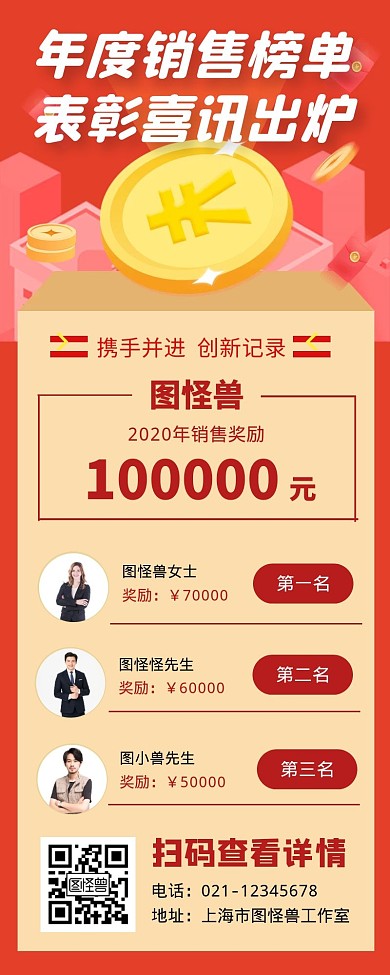 销售喜讯喜报榜单宣传长图
