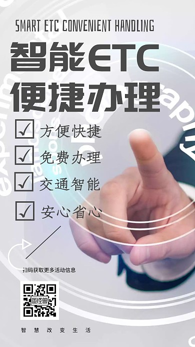 简约几何科技感出行智能ETC办理手机海报