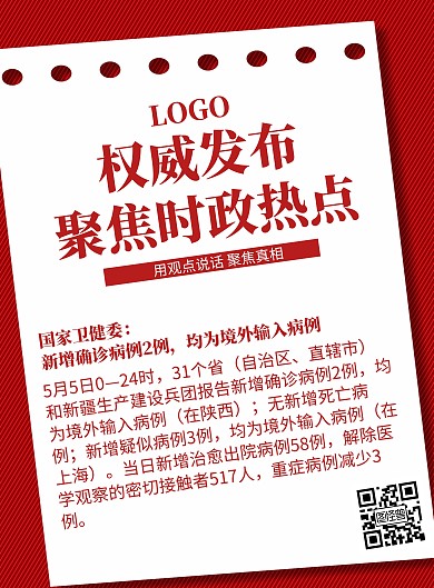 聚焦海报权威发布红色简约竖版海报
