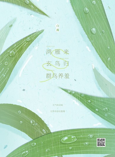 极简设计感白露节气问候祝福竖版海报