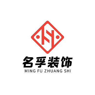 名孚装饰棱形矩形红色简约LOGO