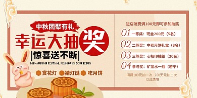 中秋节幸运大抽奖商场超市促销海报