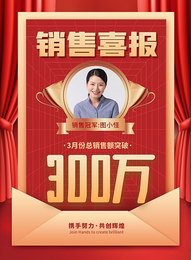 原创喜报战报捷报业绩优秀表彰海报