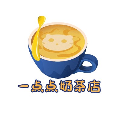 一点点奶茶店logo通用简约	