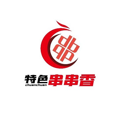 特色串串香圆形串字红黑简约LOGO