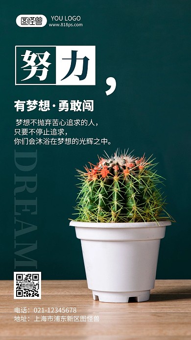 努力奋斗摄影风励志手机海报