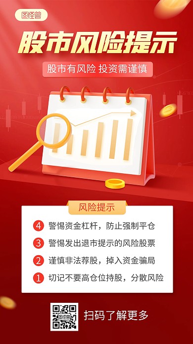 金融理财股票投资风险提示手机海报